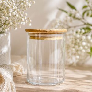 Borosil Jar with Wood Lid - 220 ml