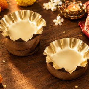 Gold Shine Flower Urli - 4 Inch