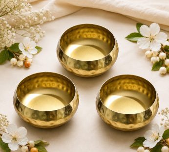Gold Shine Metal Round Hammered Urli – 4 inch