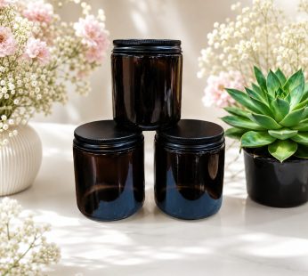 Straight Amber Jar Black Screw Cap – 250 ml