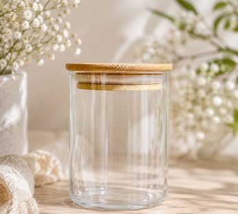 Borosil Jar with Wood Lid – 220 ml