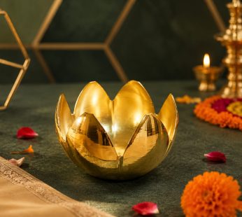 Gold Shine Lotus Diya Urli