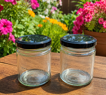 Straight Jar – Black Metal Cap 200 ml